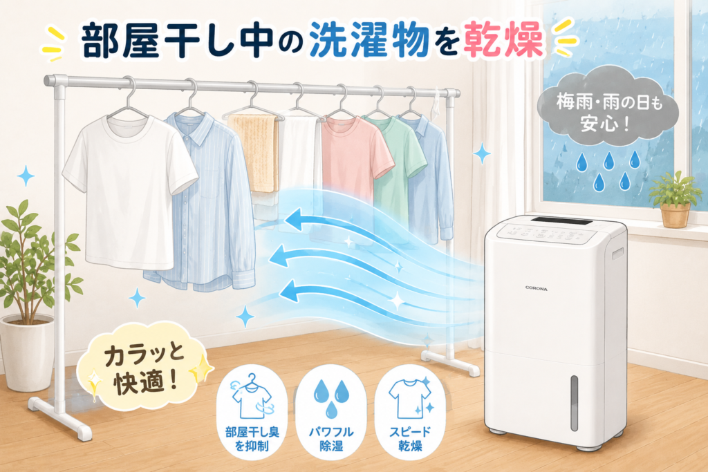部屋干しで快適乾燥