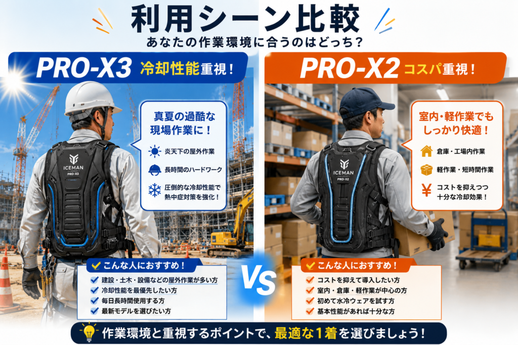 作業環境に合わせた冷却性能比較