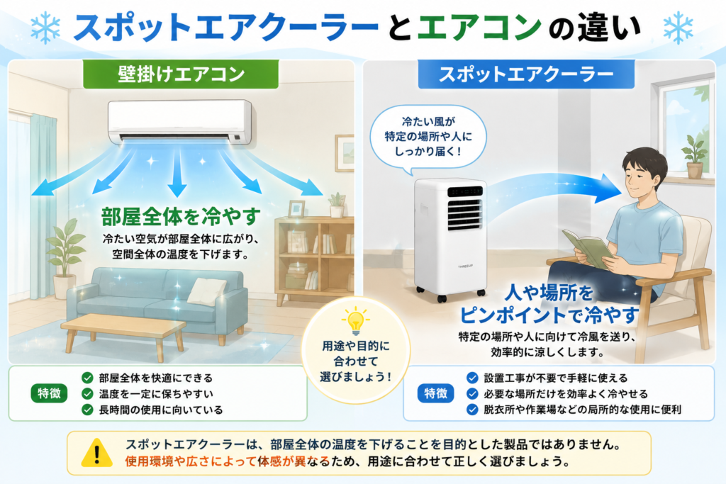スポットエアクーラーとエアコンの比較