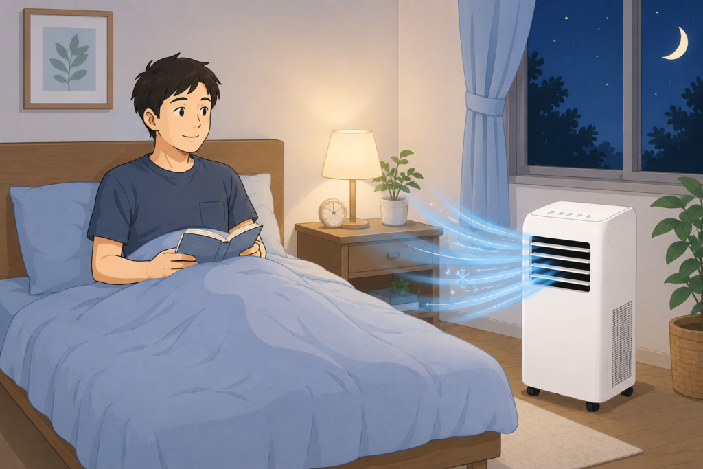 快適な夜の寝室で読書