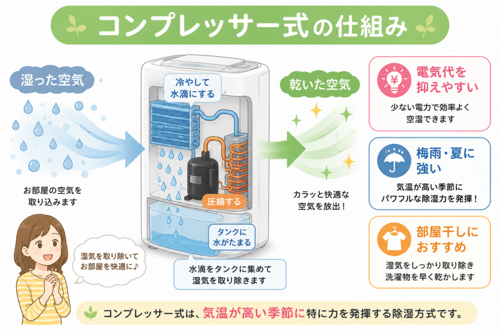 コンプレッサー式除湿の仕組み