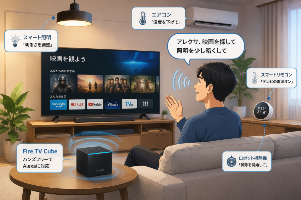 スマートリビングルームの声で操作