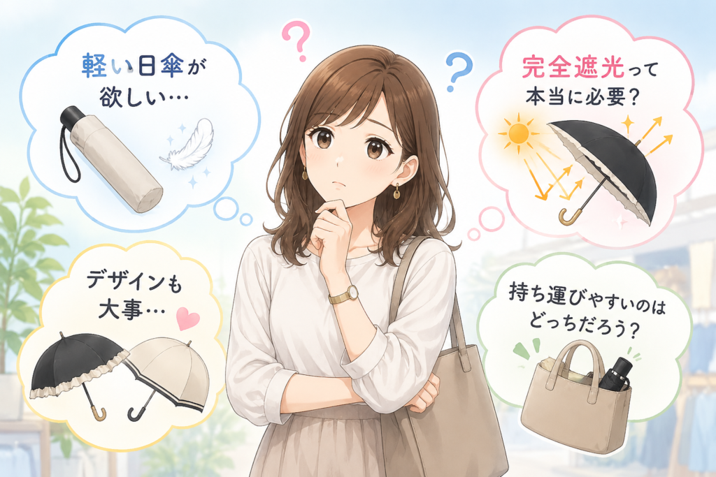 傘選びに悩む午後
