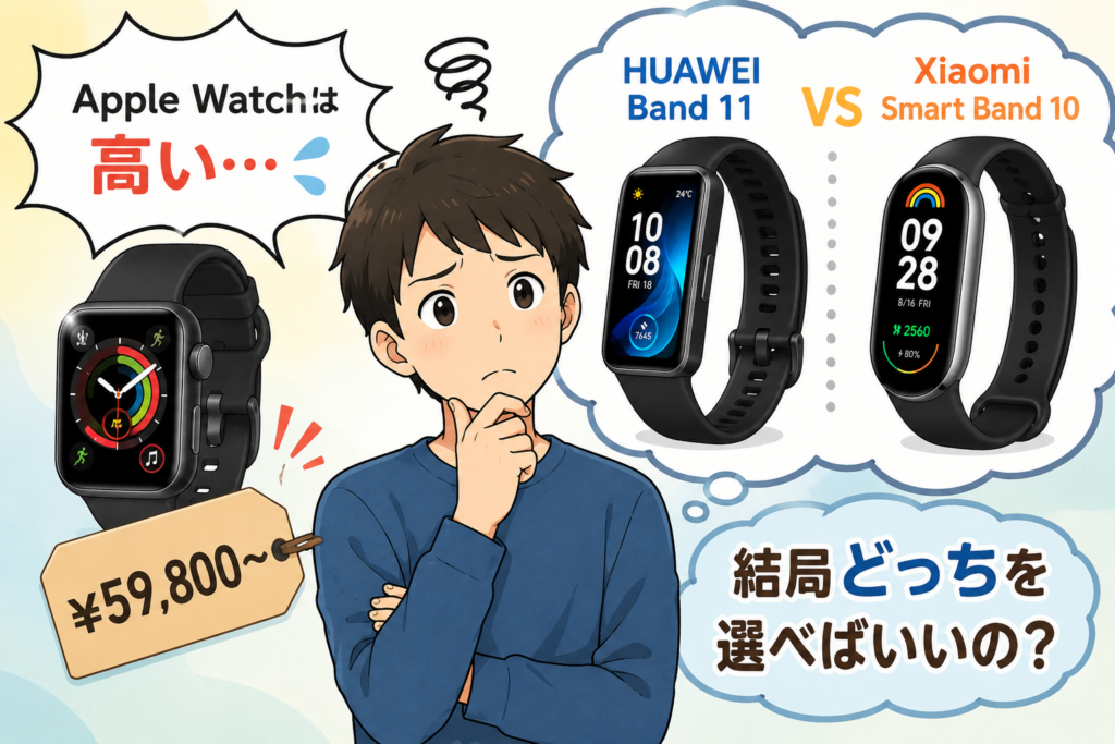 スマートウォッチ選びに悩む男子