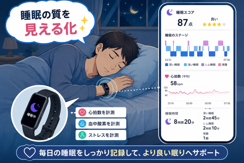睡眠トラッキングのインフォグラフィック