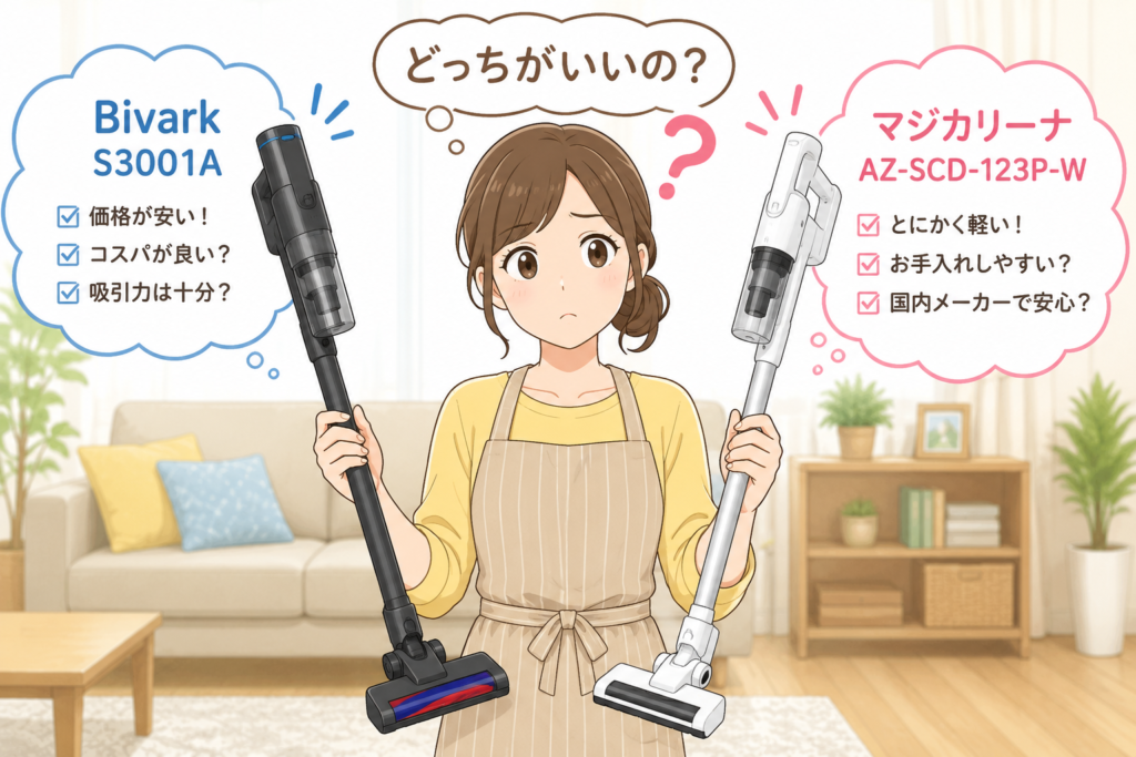 掃除機選びに迷う女性