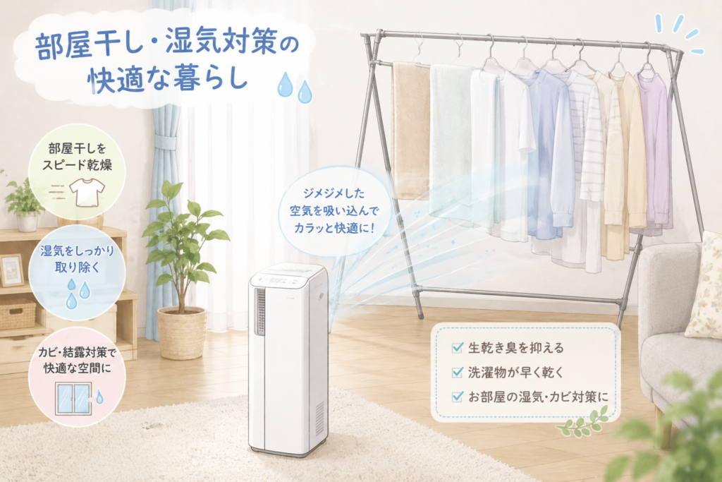 快適な部屋干しと湿気対策