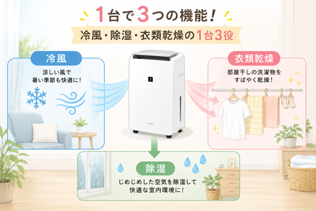 冷風・除湿・衣類乾燥の1台3役