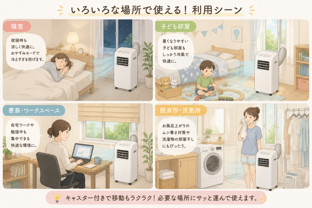 寝室・子ども部屋・書斎・脱衣所で使う利用シーン