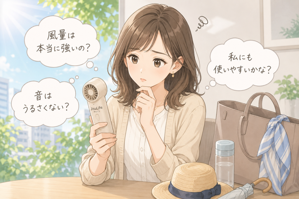 JisuLife Pro1 Sを見ながら購入を迷う女性