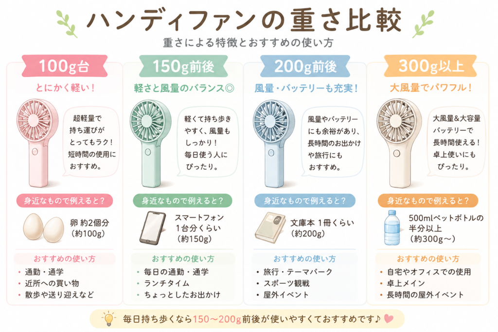 ハンディファン重さ比較図解