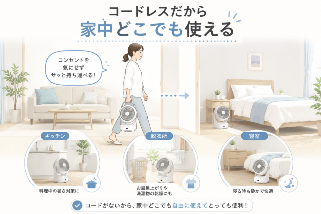 コードレスファンで快適生活