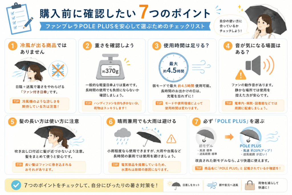 ファンブレラを購入前に確認したい7つのポイント